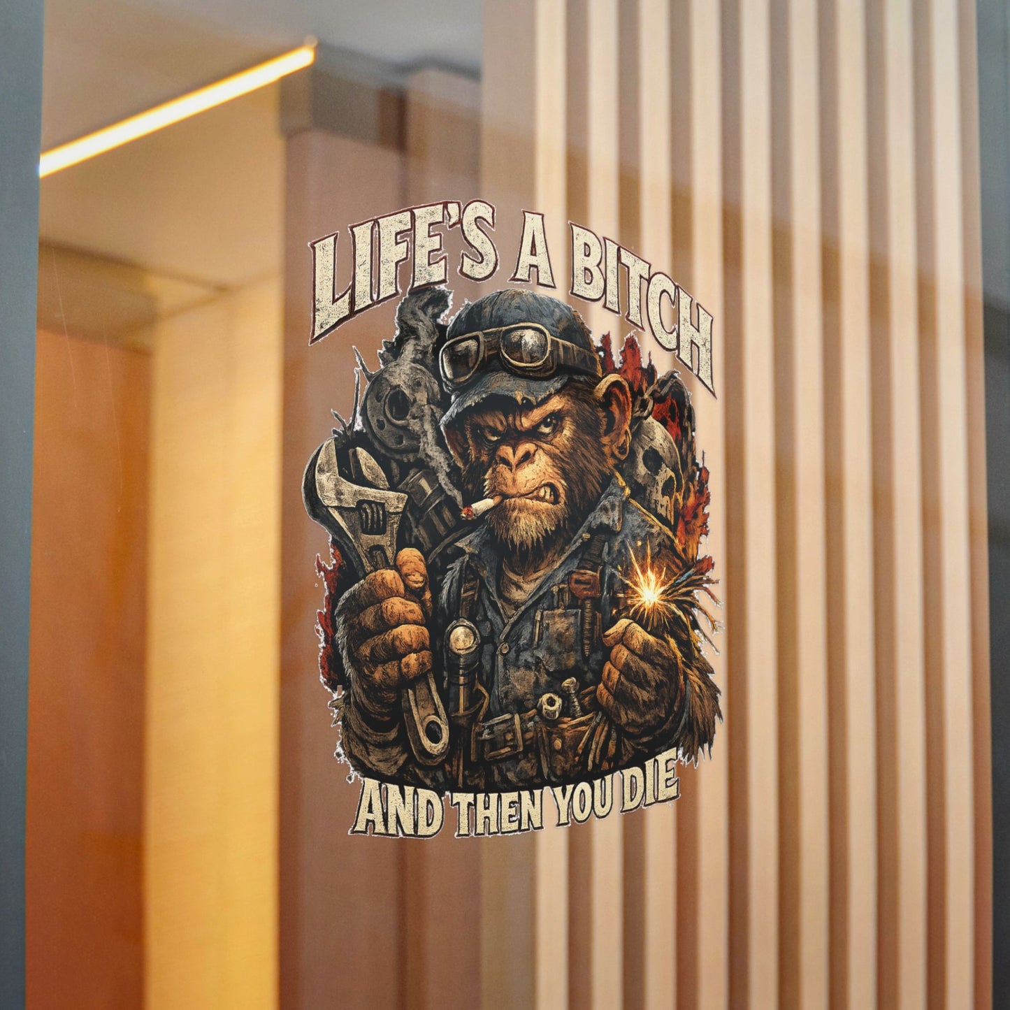 Life's a Bitch Maintenance Monkey Die-Cut Sticker