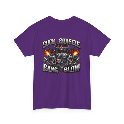 Engine V8 Graphic Tee — "Suck Squeeze Bang Blow"