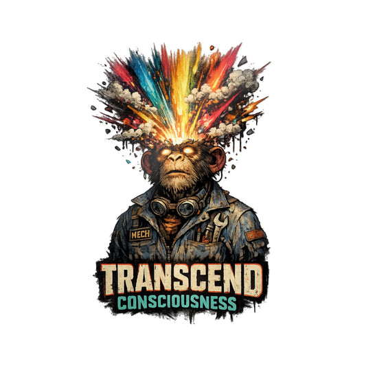 Transcend Consciousness Monkey Die-Cut Sticker – Psychedelic Explosion Design