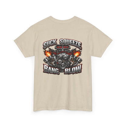 Engine V8 Graphic Tee — "Suck Squeeze Bang Blow"