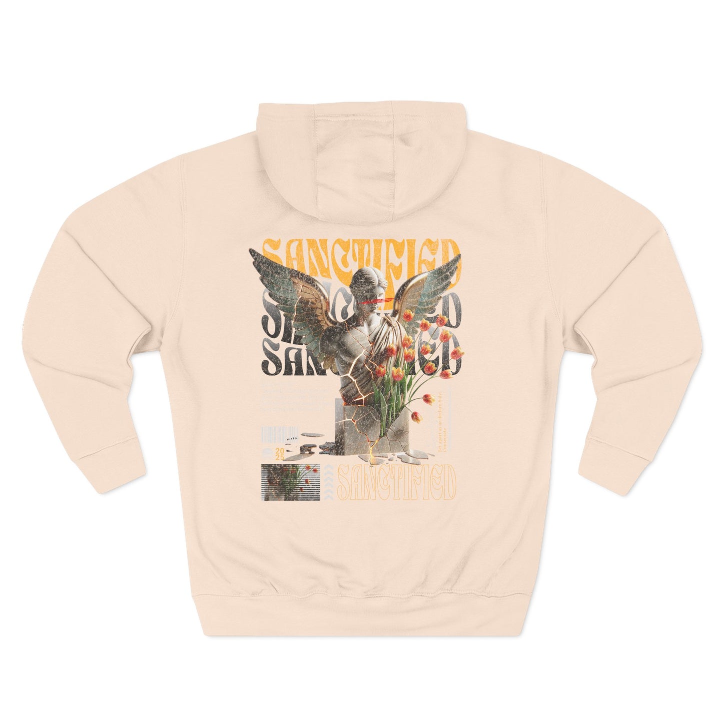 Angel Statue Graphic Hoodie — 'Sanctified, Saved' Vintage Art Streetwear