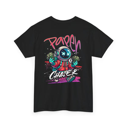 Paper Chaser Tee — Retro Gamer Astronaut Streetwear T‑Shirt
