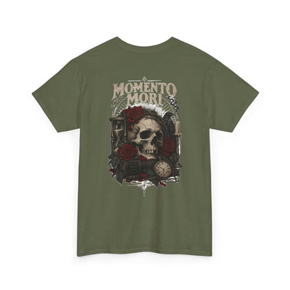 Momento Mori Skull Tee — Gothic Skull, Roses & Hourglass Graphic T-Shirt