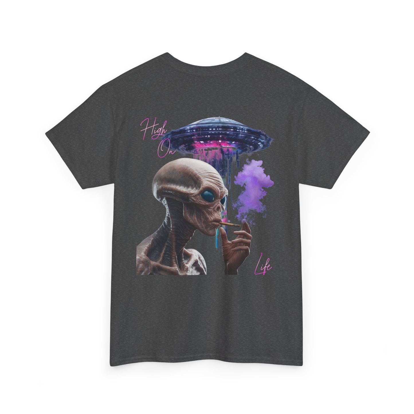 Alien Vibes T-Shirt — Retro UFO Smoking Graphic Tee