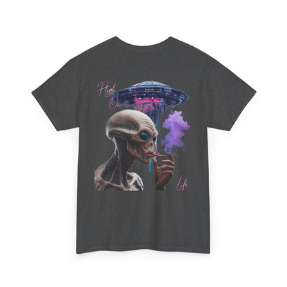 Alien Vibes T-Shirt — Retro UFO Smoking Graphic Tee