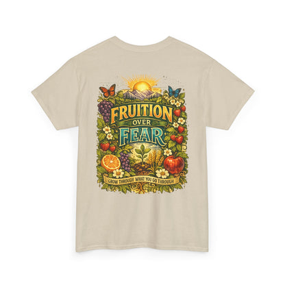Fruition Over Fear T‑Shirt – Garden Harvest, Sun & Fruit Graphic Tee