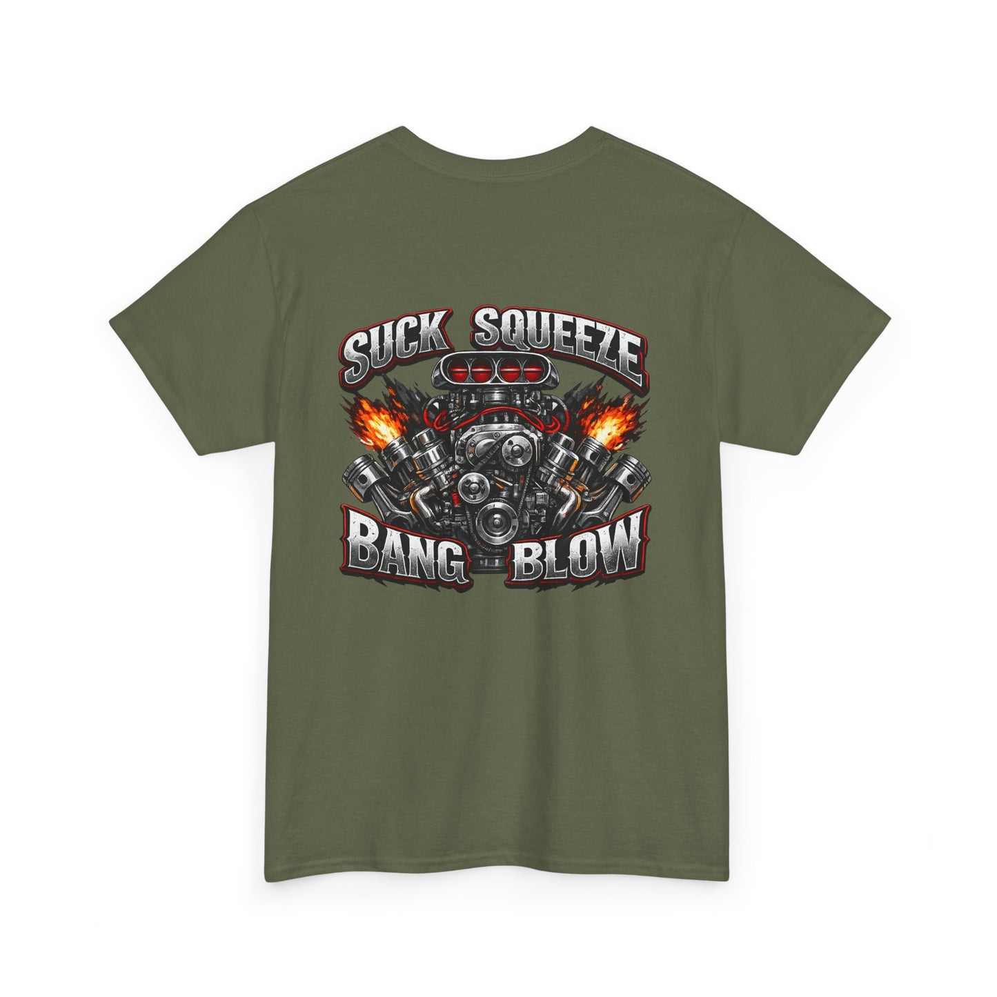 Engine V8 Graphic Tee — "Suck Squeeze Bang Blow"