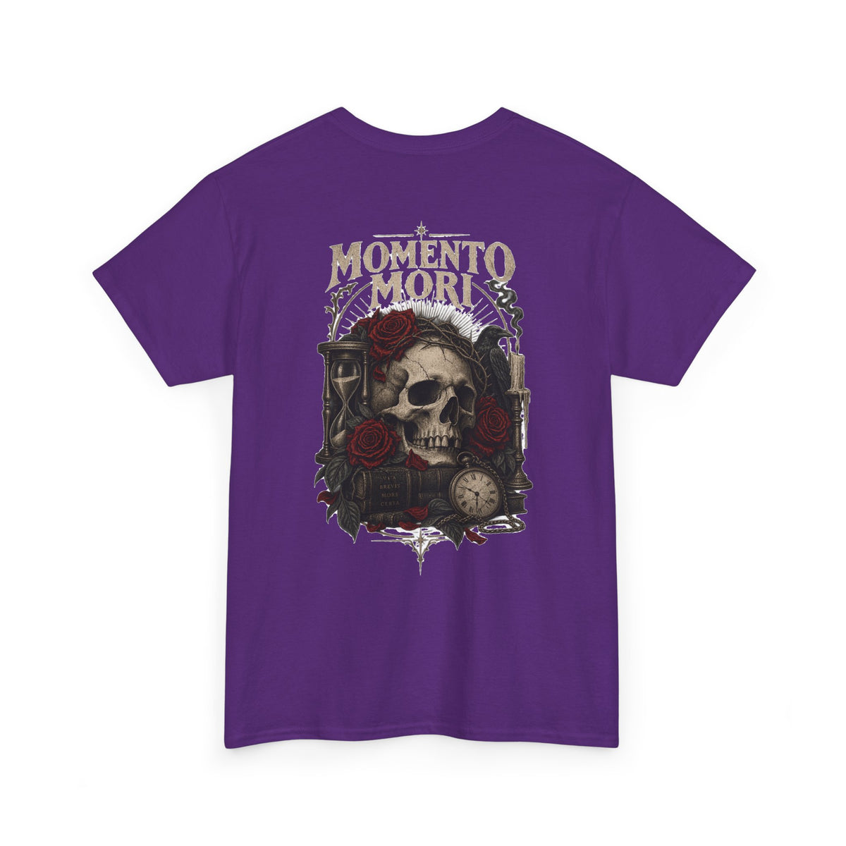 Momento Mori Skull Tee — Gothic Skull, Roses & Hourglass Graphic T-Shirt