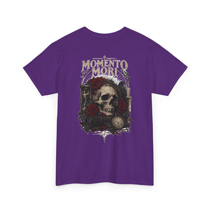Momento Mori Skull Tee — Gothic Skull, Roses & Hourglass Graphic T-Shirt