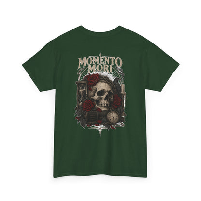 Momento Mori Skull Tee — Gothic Skull, Roses & Hourglass Graphic T-Shirt