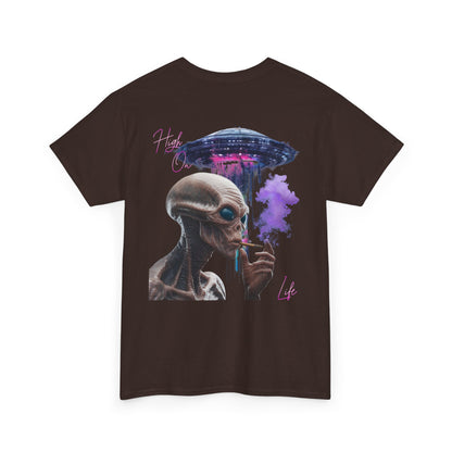 Alien Vibes T-Shirt — Retro UFO Smoking Graphic Tee
