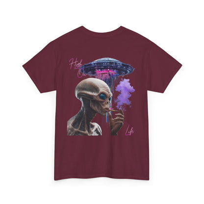 Alien Vibes T-Shirt — Retro UFO Smoking Graphic Tee