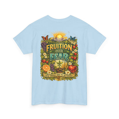 Fruition Over Fear T‑Shirt – Garden Harvest, Sun & Fruit Graphic Tee