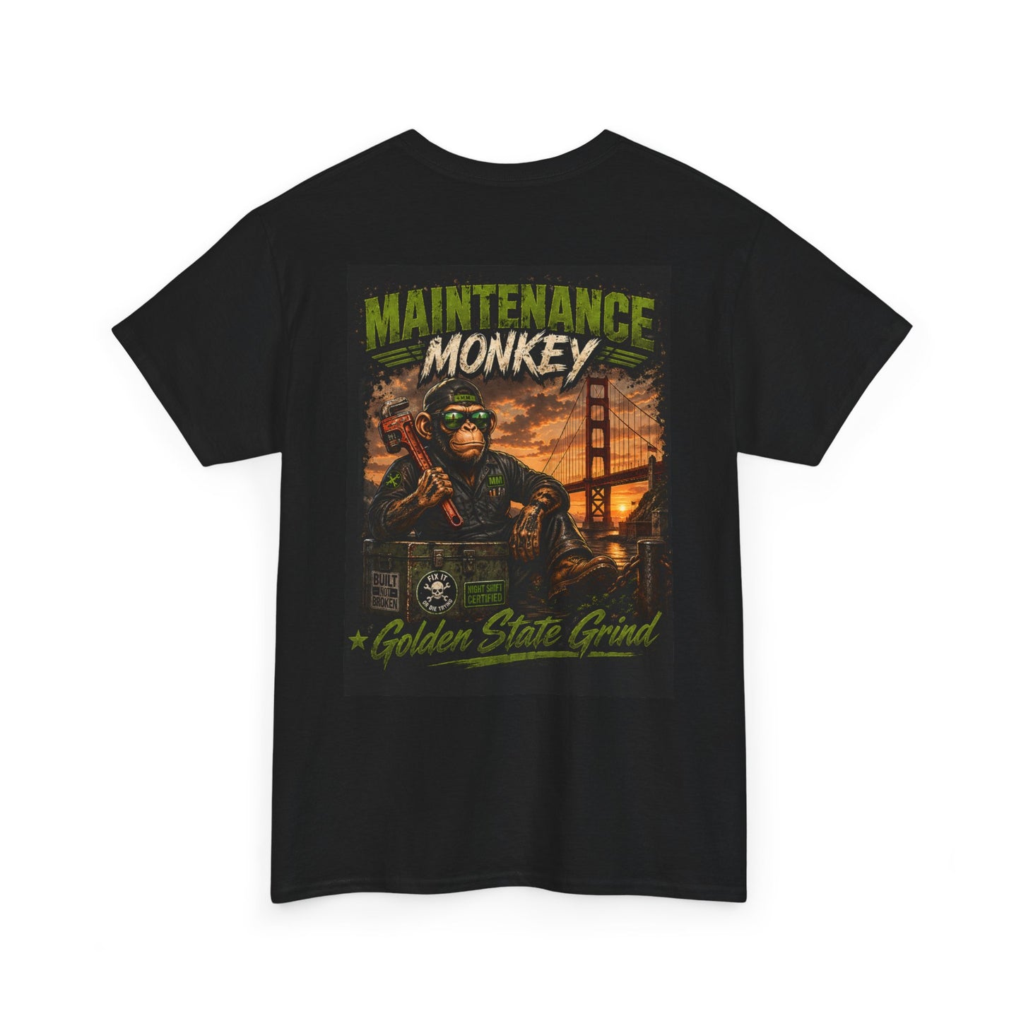 Maintenance Monkey T-Shirt — Golden State Grind Crew Tee