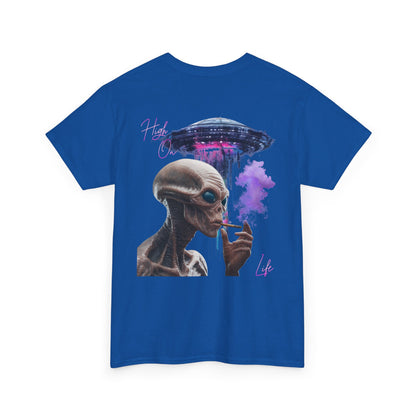 Alien Vibes T-Shirt — Retro UFO Smoking Graphic Tee