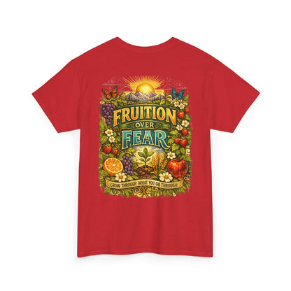 Fruition Over Fear T‑Shirt – Garden Harvest, Sun & Fruit Graphic Tee