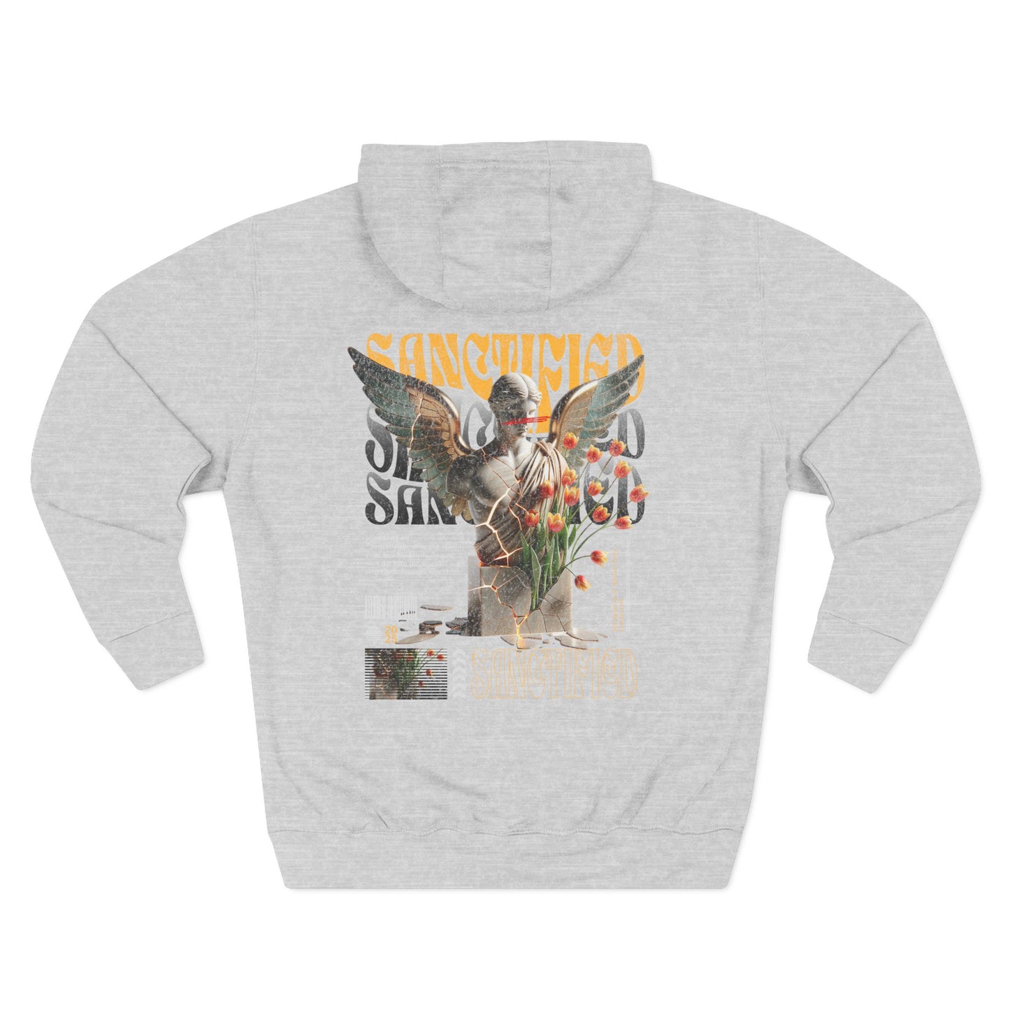 Angel Statue Graphic Hoodie — 'Sanctified, Saved' Vintage Art Streetwear
