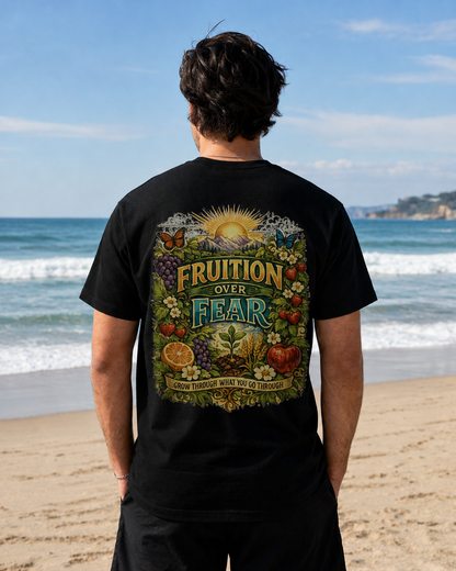 Fruition Over Fear T‑Shirt – Garden Harvest, Sun & Fruit Graphic Tee