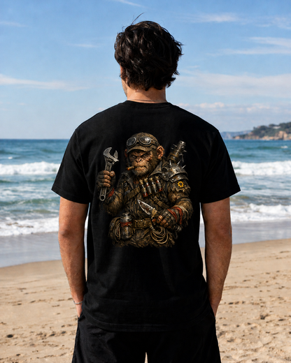Mechanic Monkey Graphic Tee — Steampunk Toolmaster Backprint