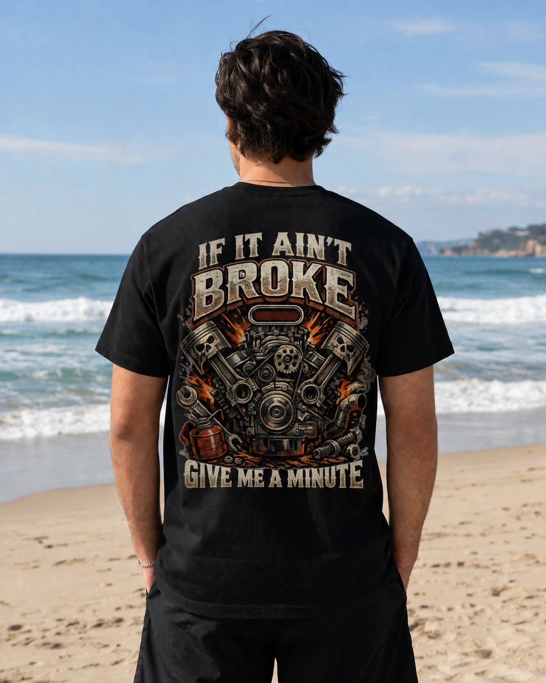 'If It Ain't Broke Give Me A Minute' Vintage Engine Tee