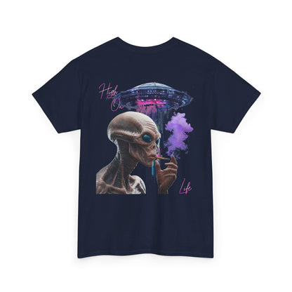 Alien Vibes T-Shirt — Retro UFO Smoking Graphic Tee