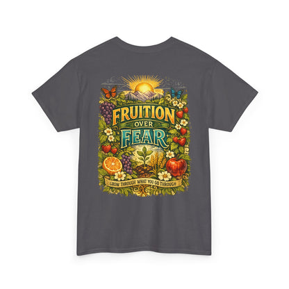 Fruition Over Fear T‑Shirt – Garden Harvest, Sun & Fruit Graphic Tee