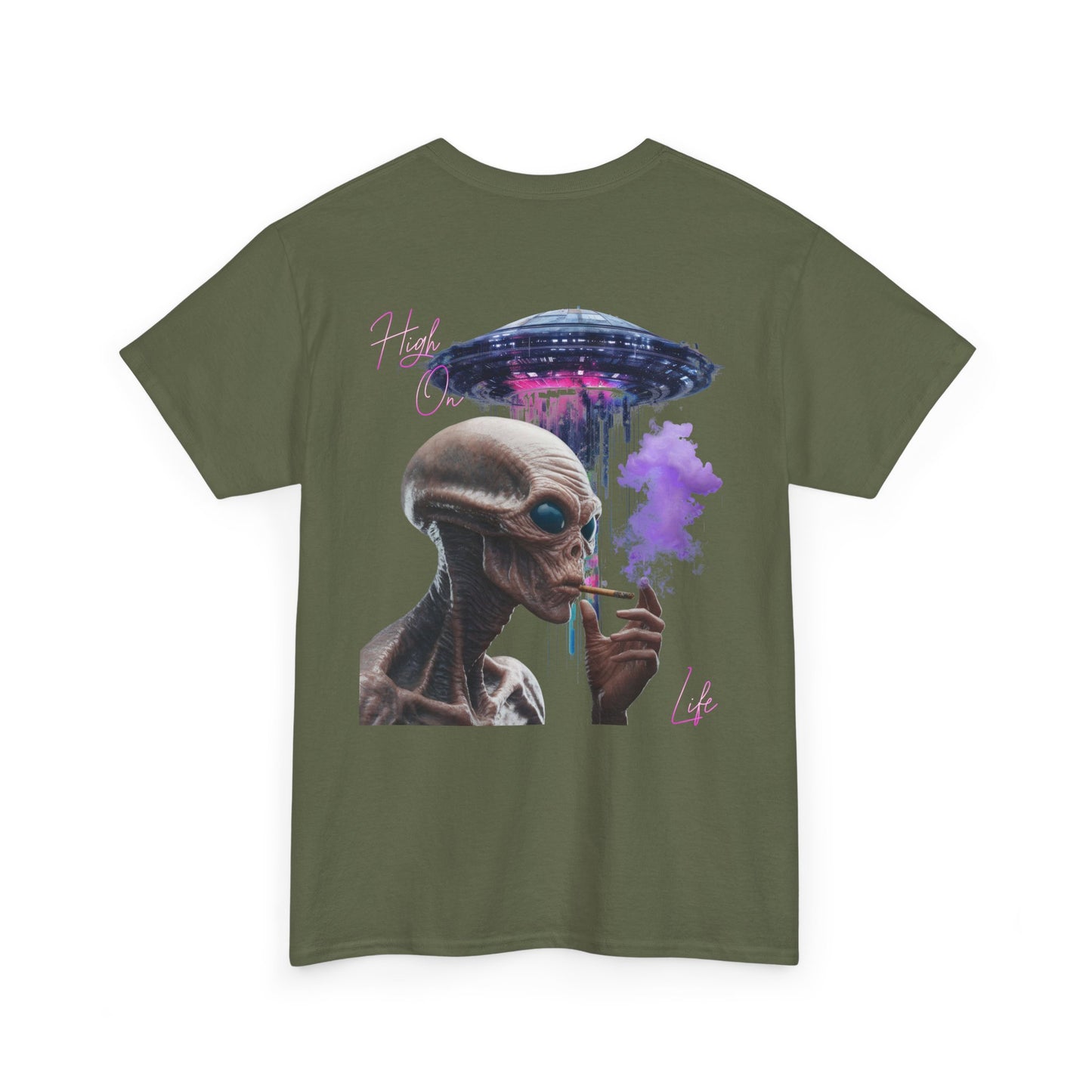 Alien Vibes T-Shirt — Retro UFO Smoking Graphic Tee