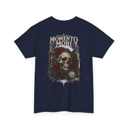 Momento Mori Skull Tee — Gothic Skull, Roses & Hourglass Graphic T-Shirt