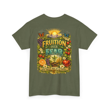 Fruition Over Fear T‑Shirt – Garden Harvest, Sun & Fruit Graphic Tee