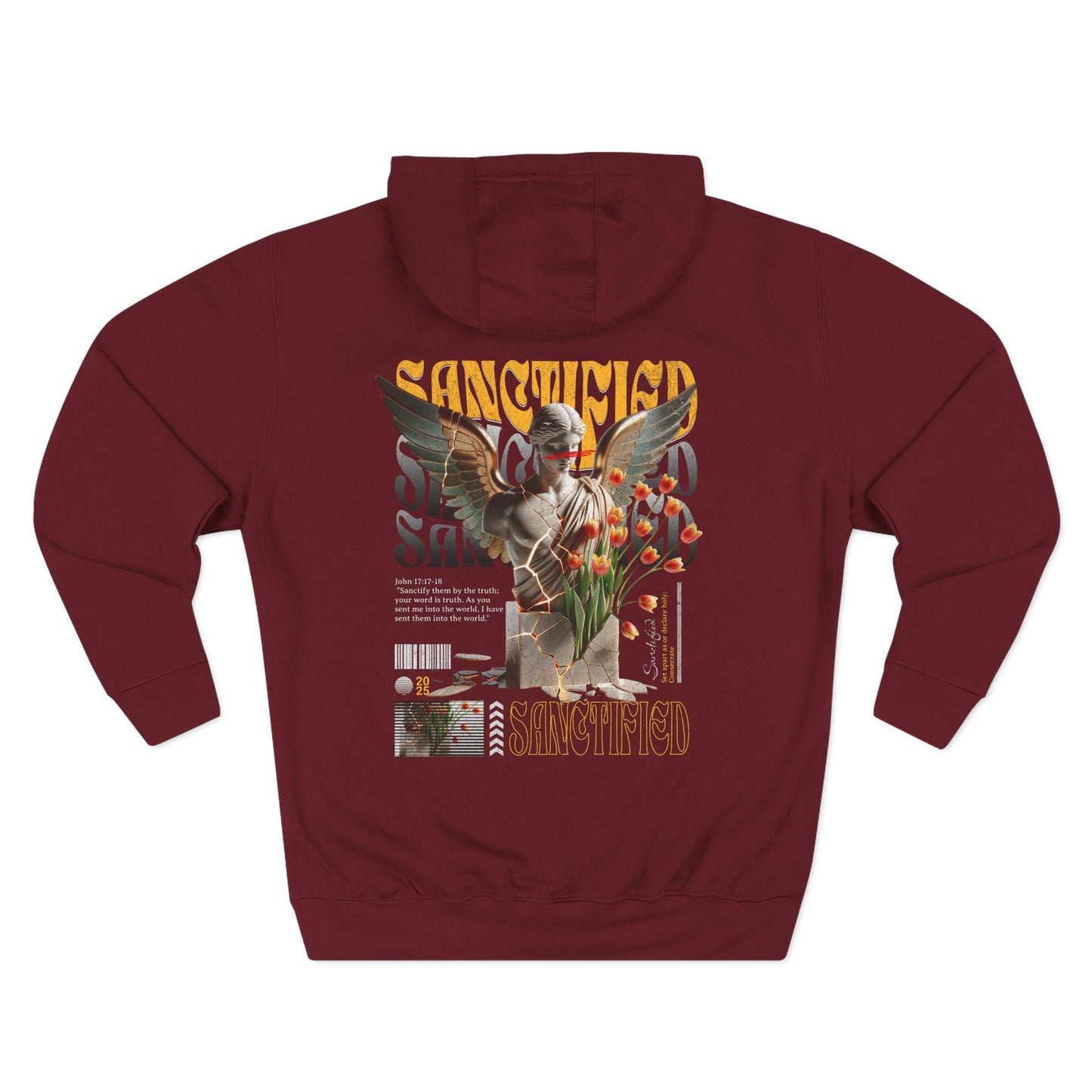 Angel Statue Graphic Hoodie — 'Sanctified, Saved' Vintage Art Streetwear