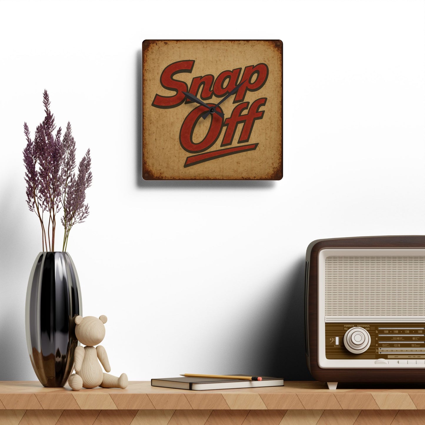 Retro 'Snap Off' Acrylic Square Wall Clock