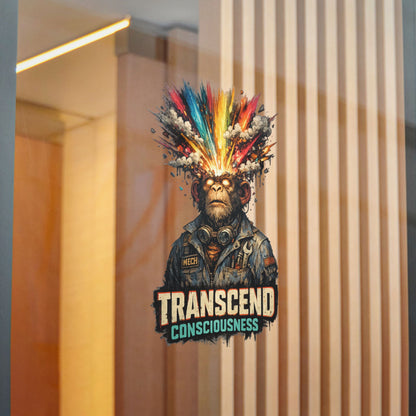 Transcend Consciousness Monkey Die-Cut Sticker – Psychedelic Explosion Design