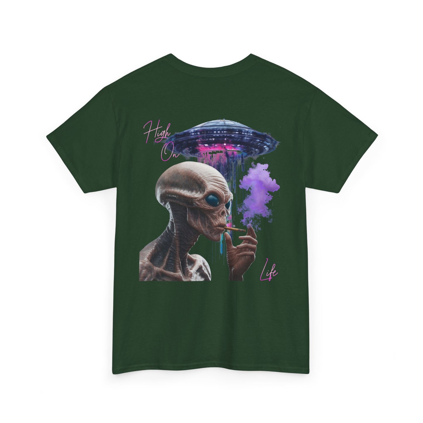 Alien Vibes T-Shirt — Retro UFO Smoking Graphic Tee