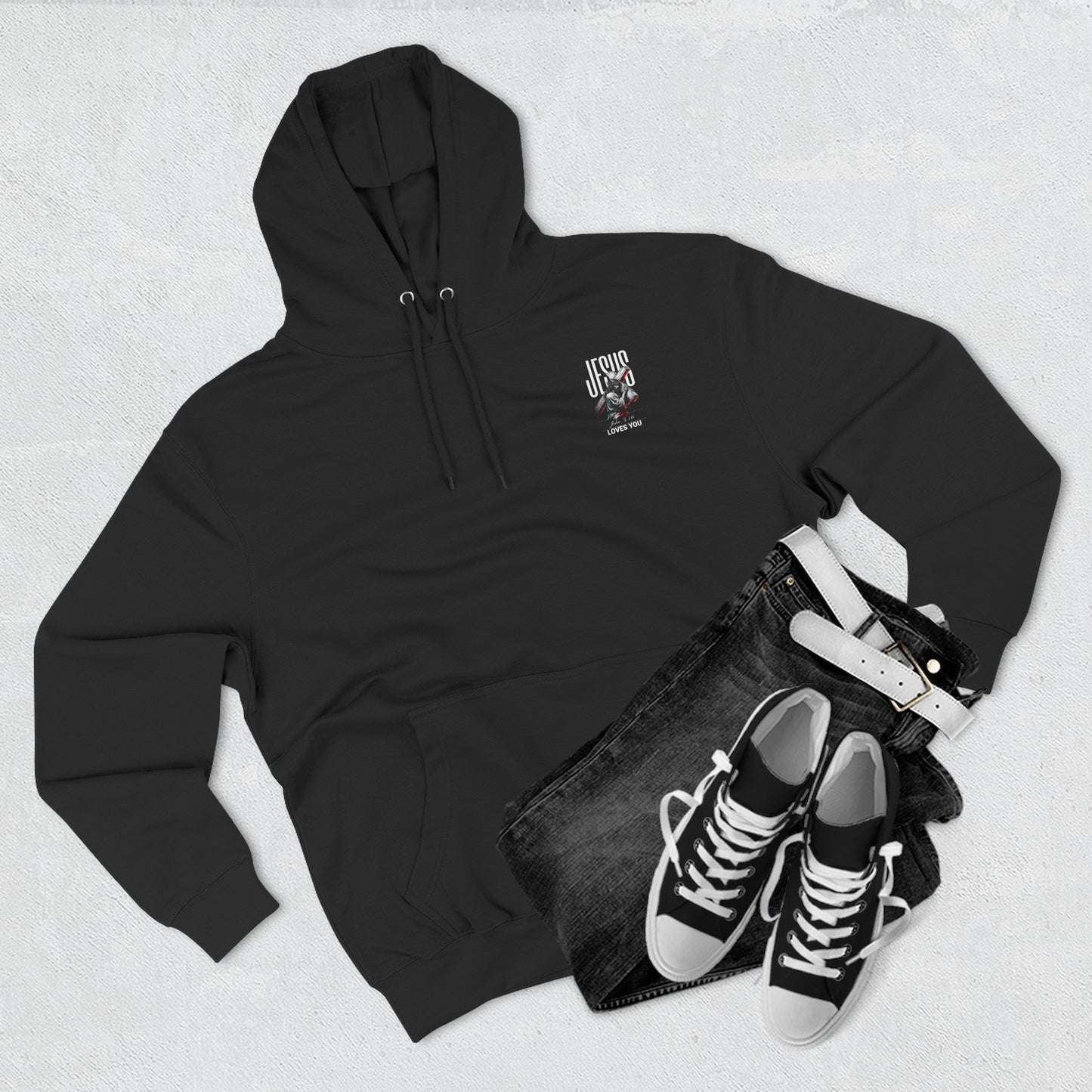 Angel Statue Graphic Hoodie — 'Sanctified, Saved' Vintage Art Streetwear