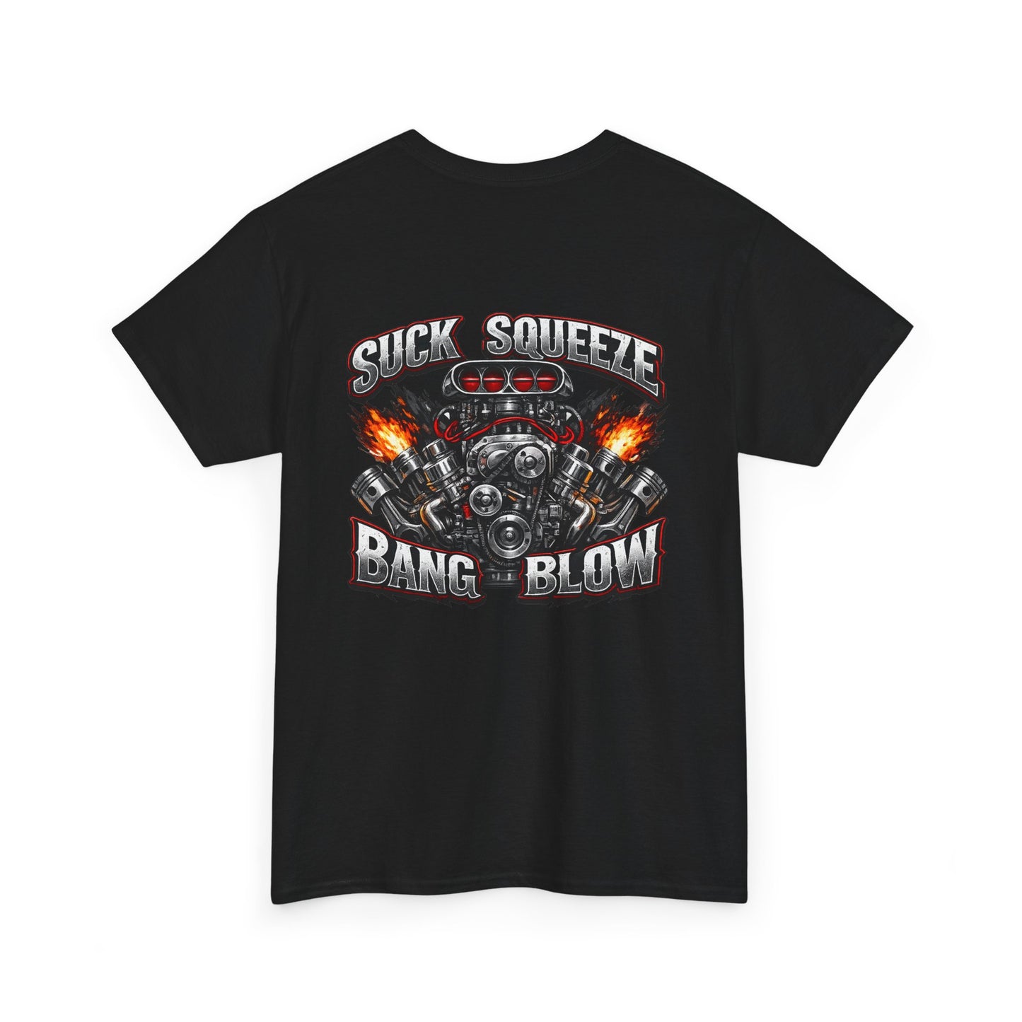 Engine V8 Graphic Tee — "Suck Squeeze Bang Blow"