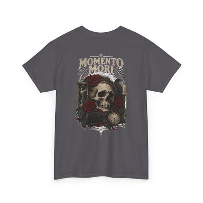 Momento Mori Skull Tee — Gothic Skull, Roses & Hourglass Graphic T-Shirt