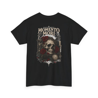 Momento Mori Skull Tee — Gothic Skull, Roses & Hourglass Graphic T-Shirt