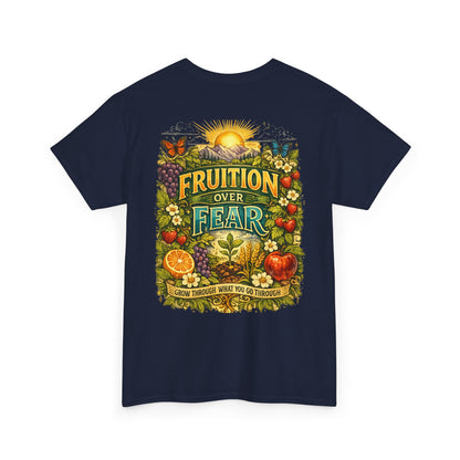 Fruition Over Fear T‑Shirt – Garden Harvest, Sun & Fruit Graphic Tee
