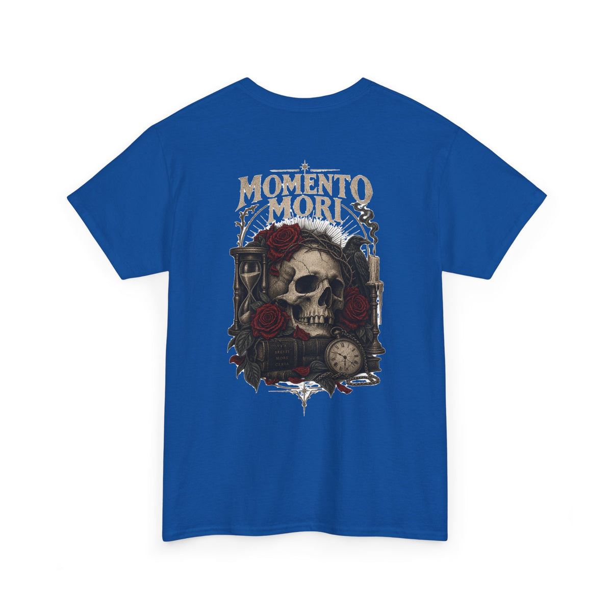 Momento Mori Skull Tee — Gothic Skull, Roses & Hourglass Graphic T-Shirt
