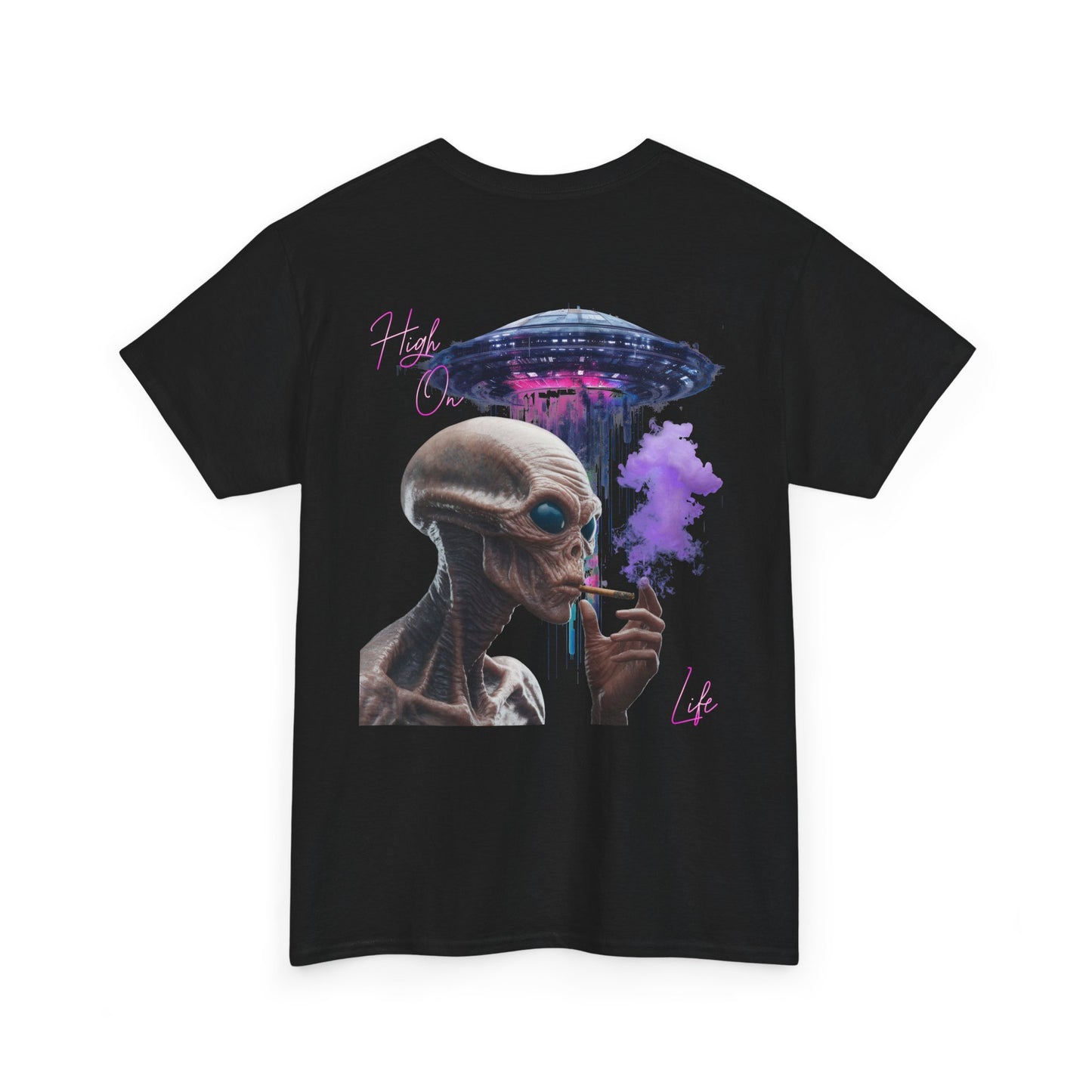 Alien Vibes T-Shirt — Retro UFO Smoking Graphic Tee
