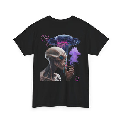 Alien Vibes T-Shirt — Retro UFO Smoking Graphic Tee