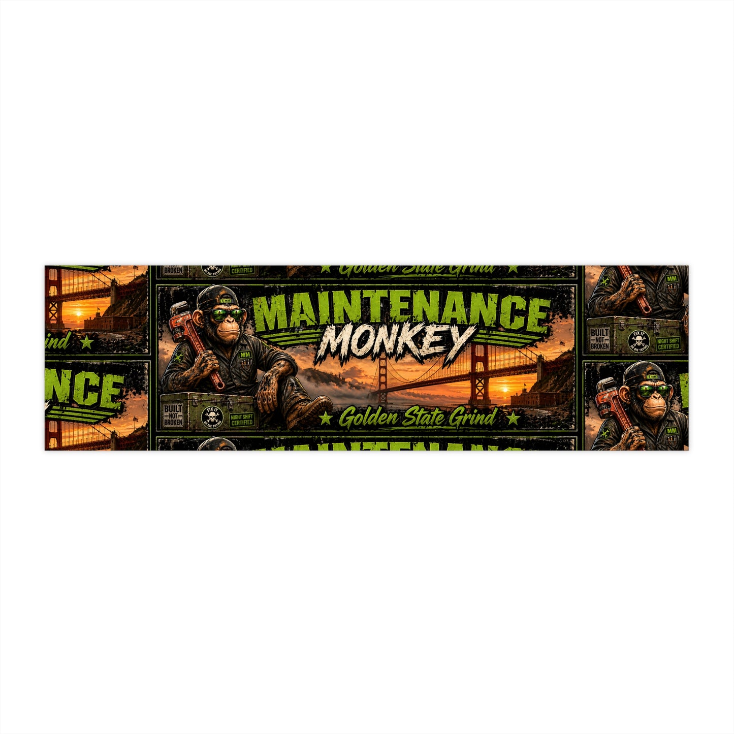 Maintenance Monkey Bumper Sticker — Golden State Grind Automotive Decal