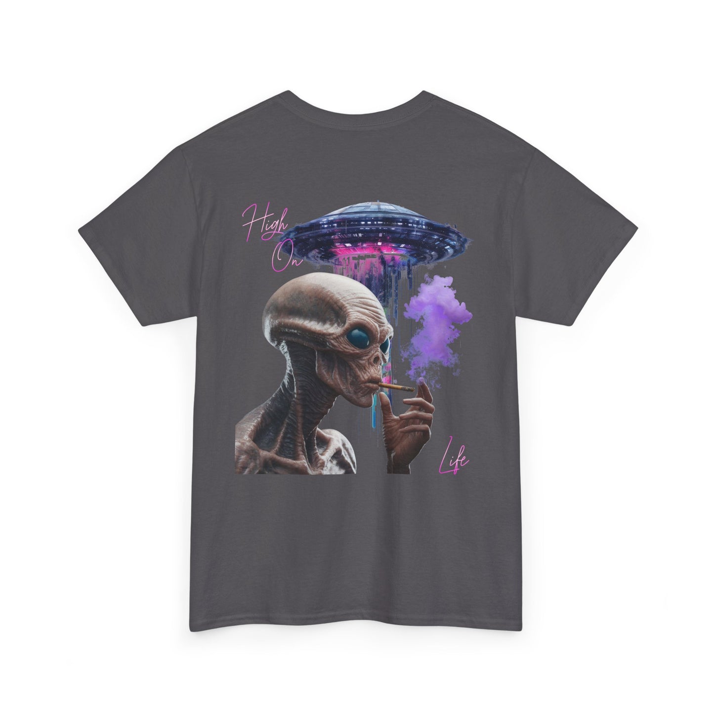 Alien Vibes T-Shirt — Retro UFO Smoking Graphic Tee