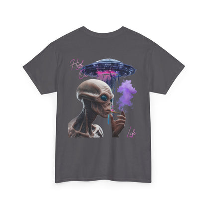 Alien Vibes T-Shirt — Retro UFO Smoking Graphic Tee