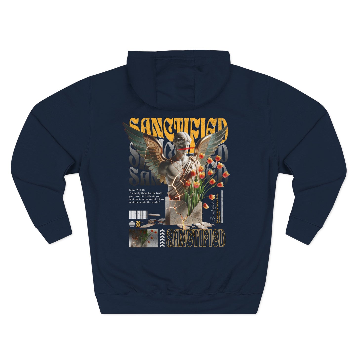 Angel Statue Graphic Hoodie — 'Sanctified, Saved' Vintage Art Streetwear
