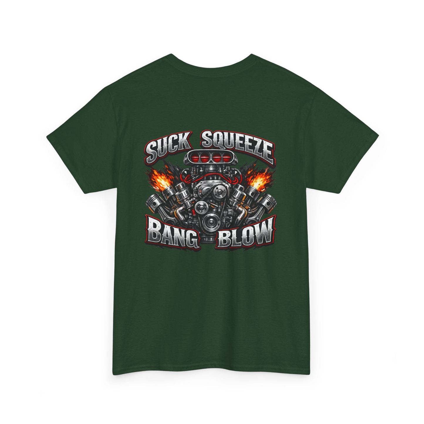 Engine V8 Graphic Tee — "Suck Squeeze Bang Blow"