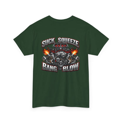 Engine V8 Graphic Tee — "Suck Squeeze Bang Blow"