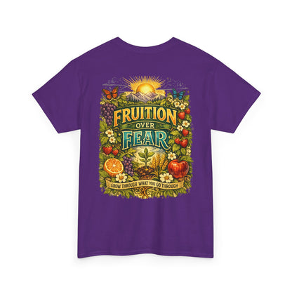 Fruition Over Fear T‑Shirt – Garden Harvest, Sun & Fruit Graphic Tee