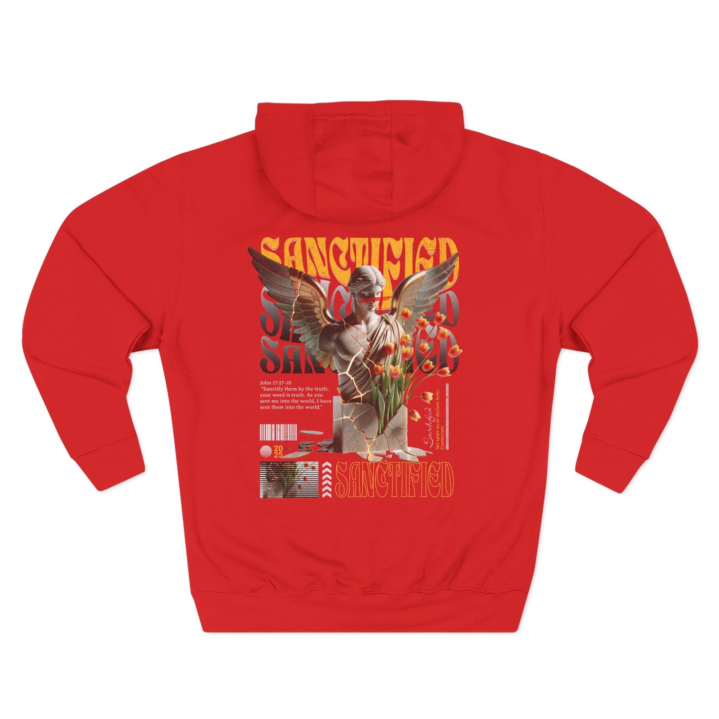 Angel Statue Graphic Hoodie — 'Sanctified, Saved' Vintage Art Streetwear