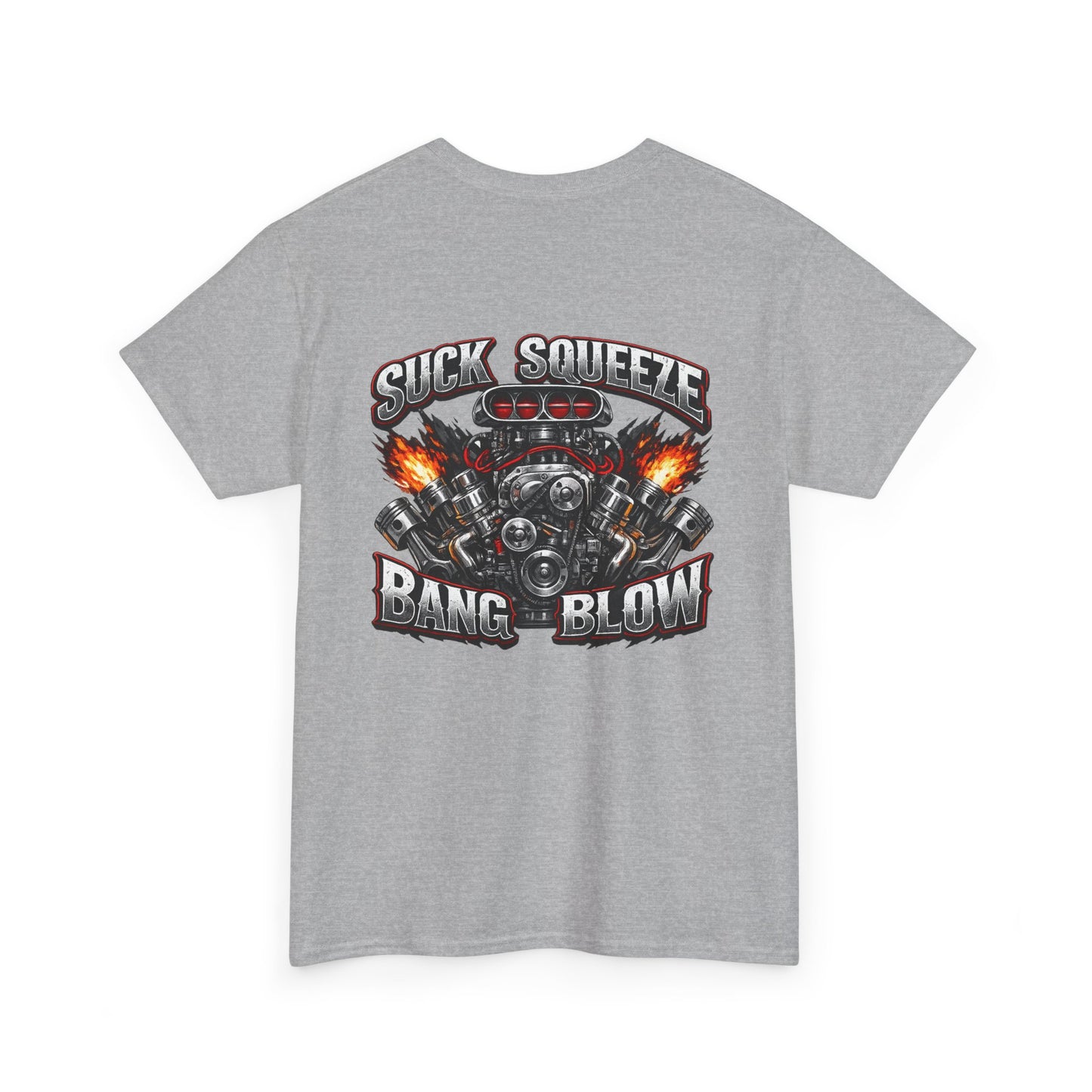 Engine V8 Graphic Tee — "Suck Squeeze Bang Blow"